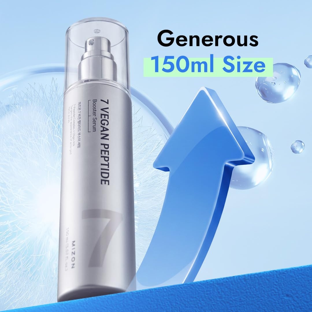 image:imageMIZON 7 Vegan Peptide Booster Serum Korean Peptide Serum for Wrinkles Pores amp Hydration Hyaluronic Acid Niacinamide Adenosine Glass Skin Gentle Anti Aging for Sensitive Skin 507 fl oz