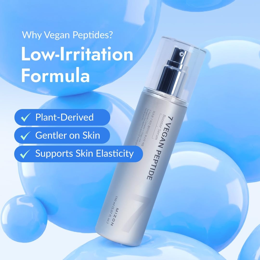 image:imageMIZON 7 Vegan Peptide Booster Serum Korean Peptide Serum for Wrinkles Pores amp Hydration Hyaluronic Acid Niacinamide Adenosine Glass Skin Gentle Anti Aging for Sensitive Skin 507 fl oz