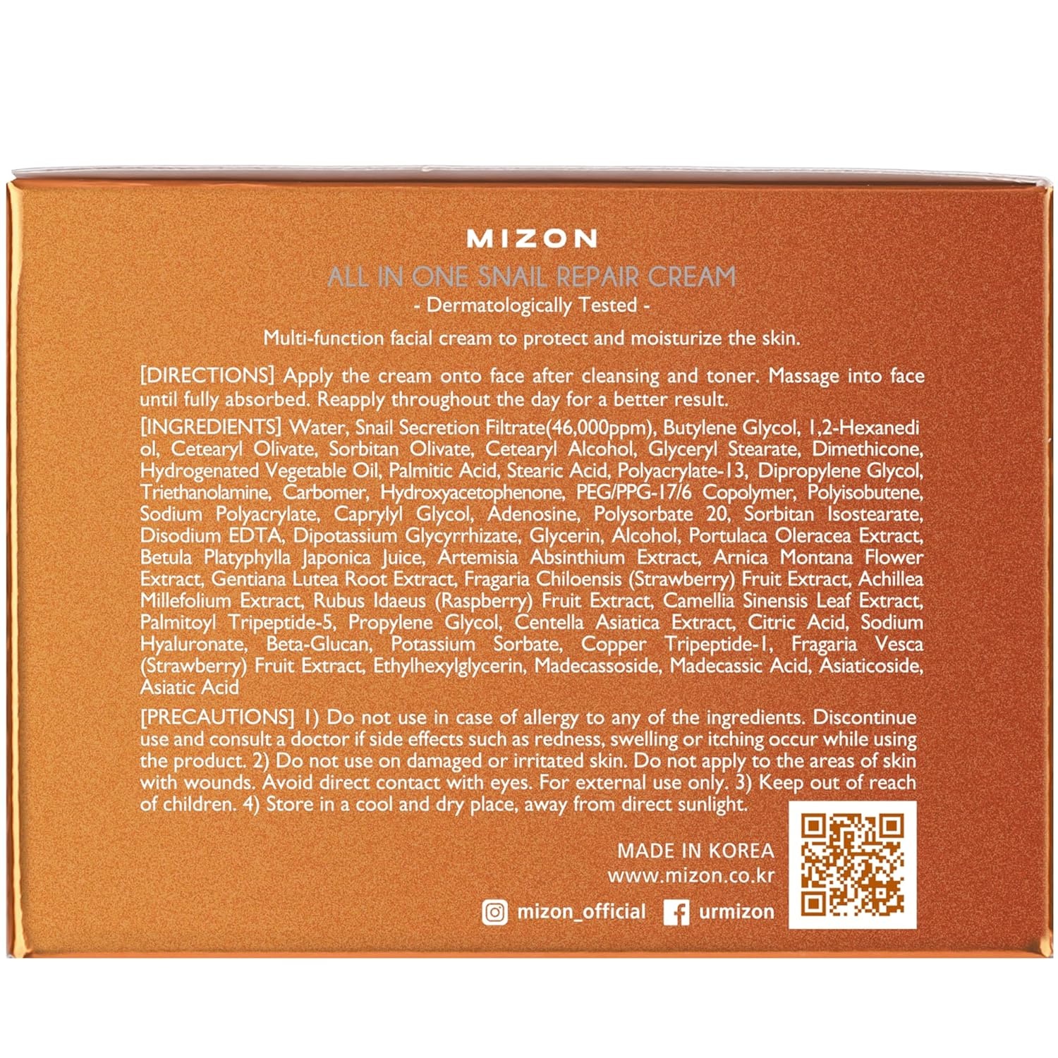 image:imageMIZON AllinOne Snail Repair Cream Korean Face Moisturizer with Snail Mucin 12 Natural Extracts Hydrating amp Nourishing Cream for Fine Lines Wrinkles amp Blemish Care Big Size406 fl oz408 Fl Oz Pack of 1