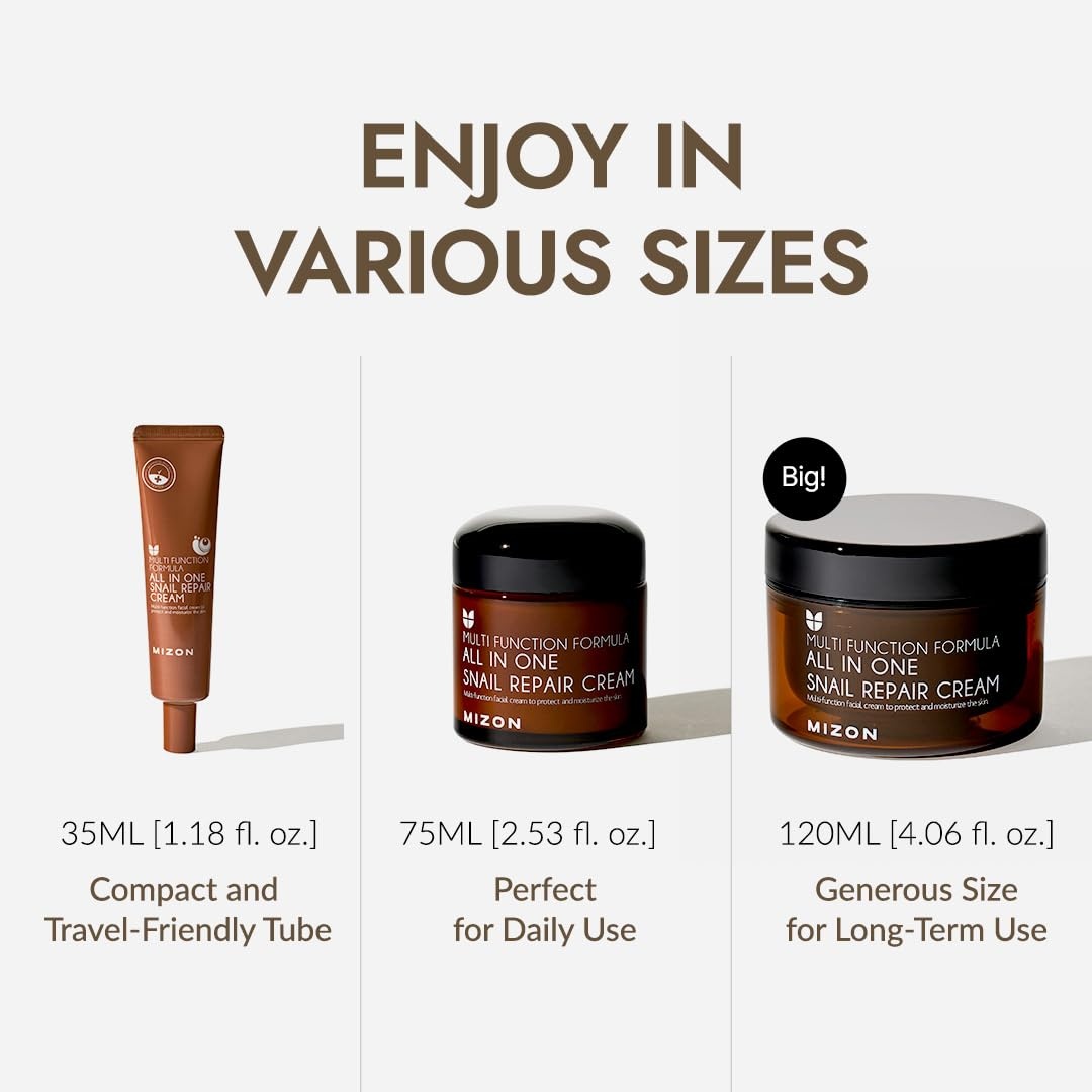 image:imageMIZON AllinOne Snail Repair Cream Korean Face Moisturizer with Snail Mucin 12 Natural Extracts Hydrating amp Nourishing Cream for Fine Lines Wrinkles amp Blemish Care Big Size406 fl oz408 Fl Oz Pack of 1