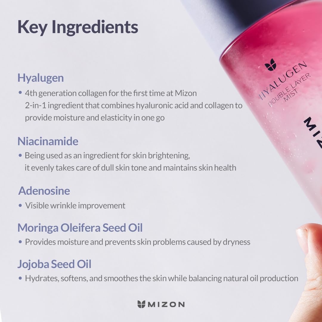 image:imageMIZON Hyalugen Double Layer Mist with Hyaluronic Acid and Marine CollagenYouthful Skin Spray Instant Glow Moisturizing Korean Skincare 338 oz