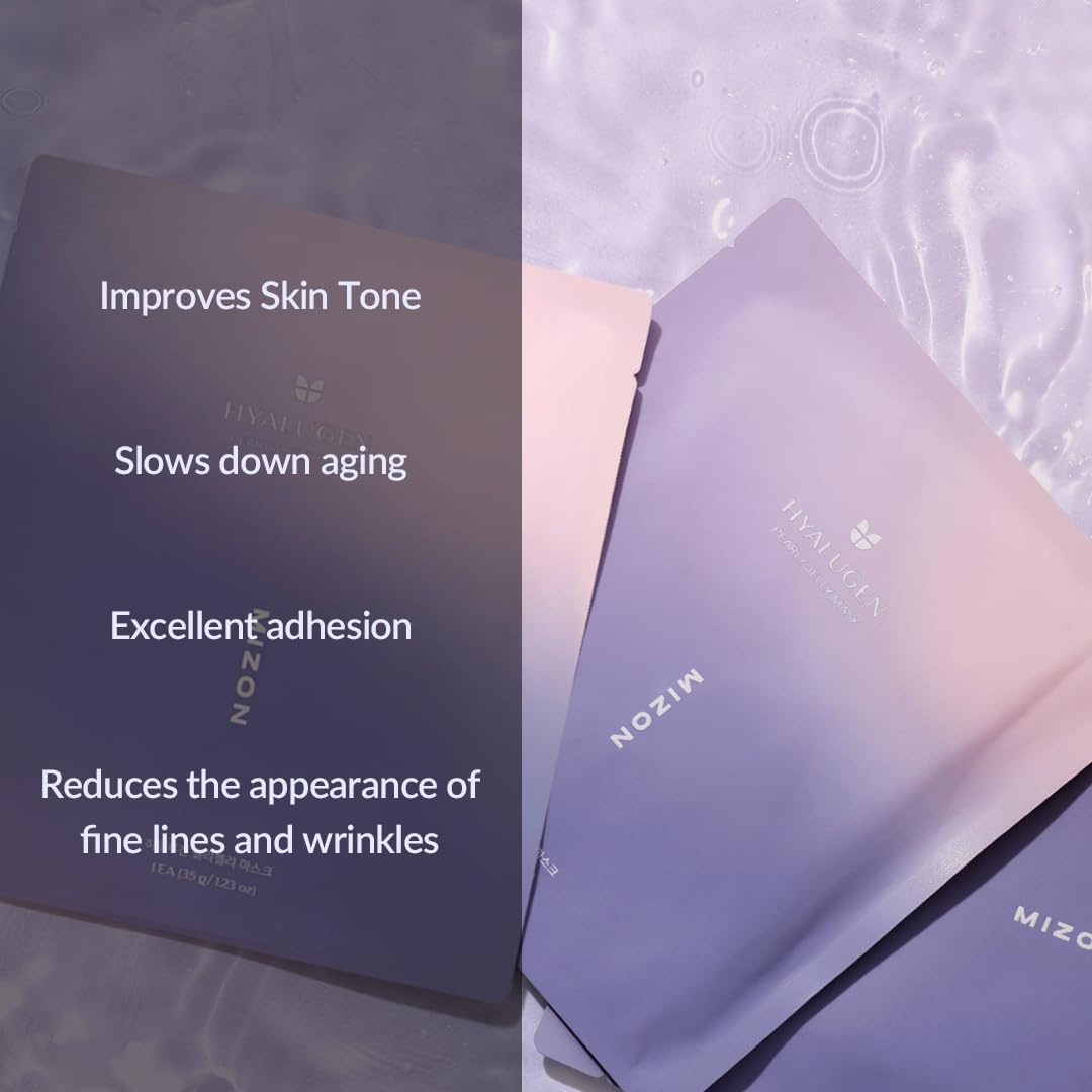 image:imageMIZON Hyalugen Pearl Jelly Face Mask 5 Pack with Collagen amp Hyaluronic Acid Korean Beauty Full Face Sheet Mask Glowy Pearl Finish