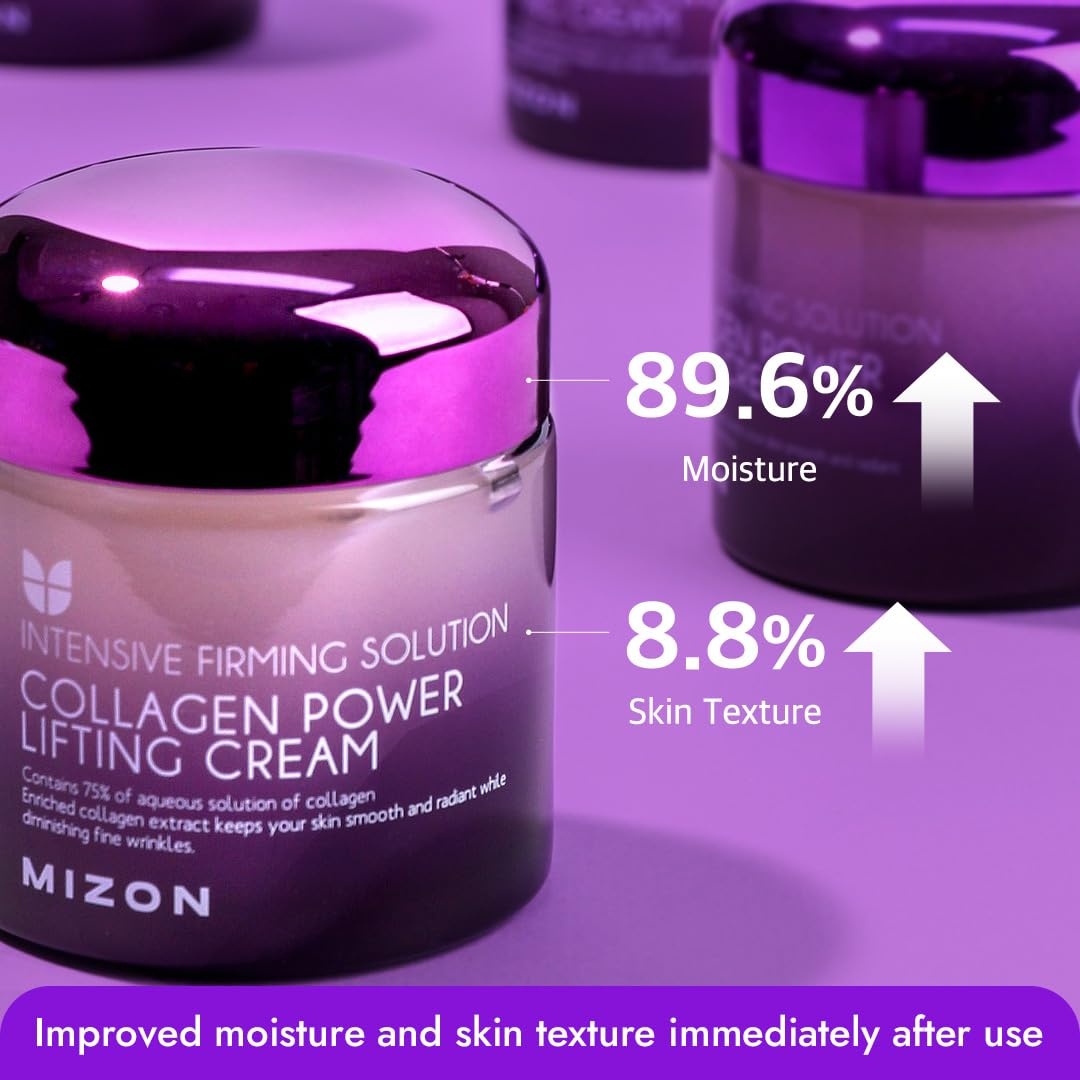 image:imageMIZON Marine Collagen Power Lifting Cream Korean Anti Aging Face Cream for Wrinkles amp Elasticity Collagen amp Hyaluronic Acid Moisturizer for Women 253 fl oz25 Fl Oz Pack of 1