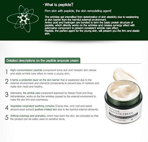 image:imageMIZON Peptide Ampoule Face Cream with Adenosine Lavander Oil Fine Line Treatment Moisturizing Elastin Boost Korean Skincare 169 fl ozPeptide