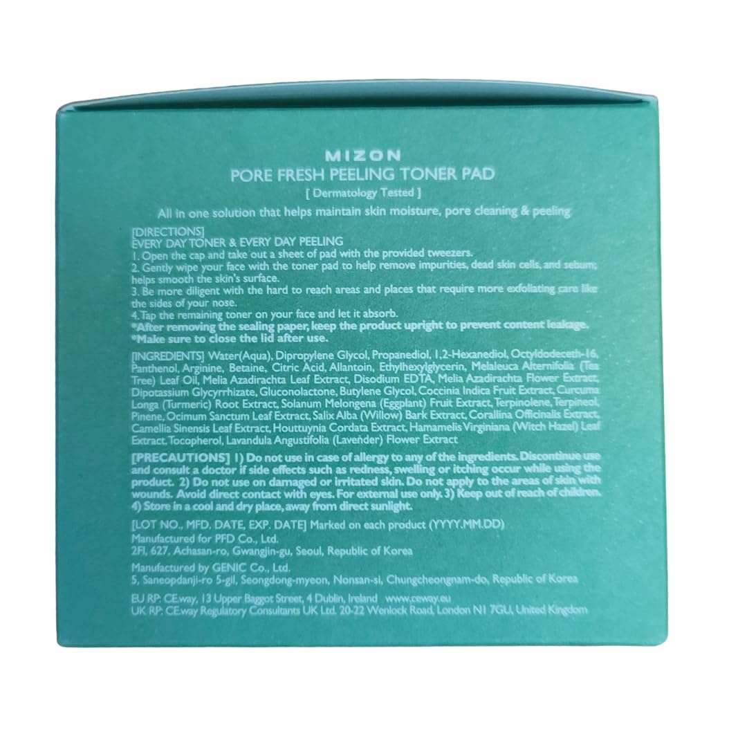 image:imageMIZON Pore Fresh Peeling Toner Pads with AHA BHA PHA Tea Tree amp Turmeric Extracts Gentle Exfoliation amp Deep Cleansing Cotton Soothing Exfoliating Pore Tightening for Face 60 PCS