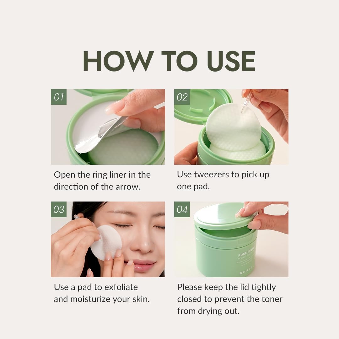 image:imageMIZON Pore Fresh Peeling Toner Pads with AHA BHA PHA Tea Tree amp Turmeric Extracts Gentle Exfoliation amp Deep Cleansing Cotton Soothing Exfoliating Pore Tightening for Face 60 PCS