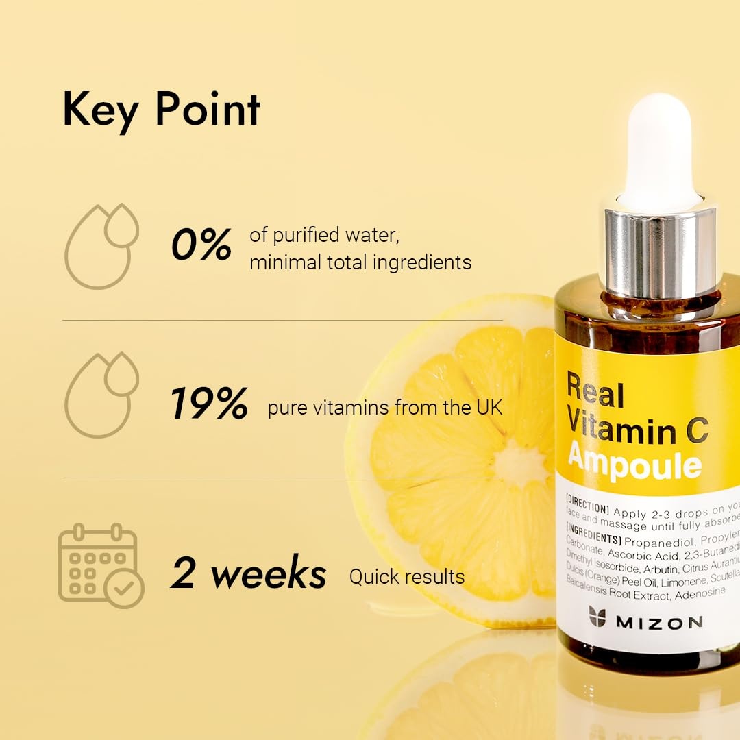 image:imageMIZON Real Vitamin C Ampoule Pure Vitamin C No Water Added10 Ingredients Nutrition Face Moisturizer 101 fl oz101 Fl Oz Pack of 1