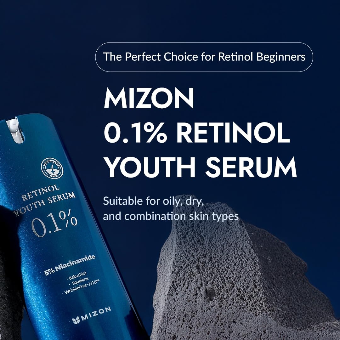 image:imageMIZON Retinol Youth Serum 01 with Bakuchiol Peptides Niacinamide Fine Line Treatment for Youthful Skin Korean Skincare 01 oz01 Retinol Serum