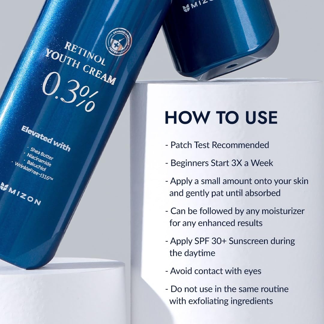 image:imageMIZON Retinol Youth Serum 01 with Bakuchiol Peptides Niacinamide Fine Line Treatment for Youthful Skin Korean Skincare 01 oz03 Retinol Cream