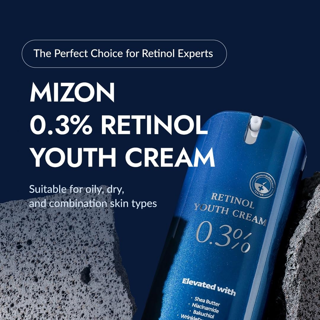 image:imageMIZON Retinol Youth Serum 01 with Bakuchiol Peptides Niacinamide Fine Line Treatment for Youthful Skin Korean Skincare 01 oz03 Retinol Cream