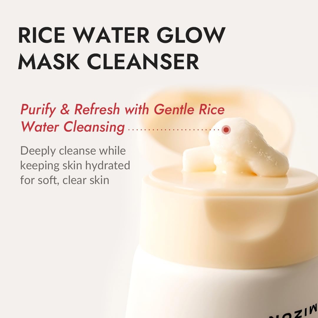 image:imageMIZON Rice Water Glow Mask Cleanser 2in1 Face Wash and Mask with Rice Seed Water Niacinamide Ceramide NP Squalane and Shea Butter for Hydrating and Glass Skin 507 fl oz