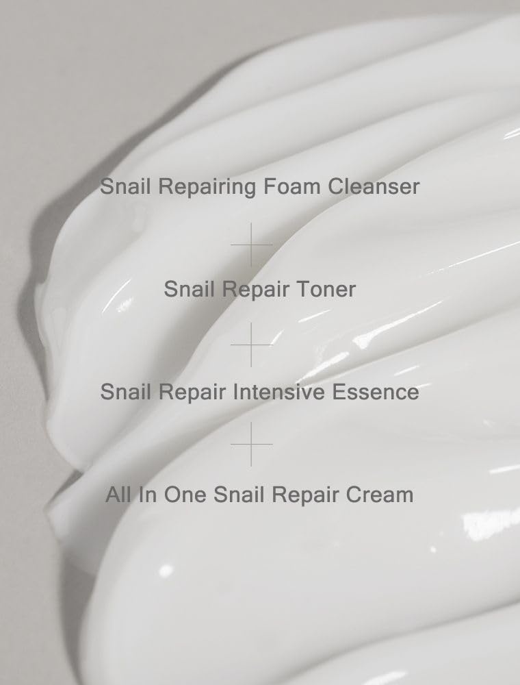 image:imageMIZON Snail Line Set Korean Snail Skincare Essentials Set Mini Sized Snail Foam Cleanser Toner Essence and All in One Facial Cream to Improve Skin Tone Fine Wrinkles Smooth Moisturize