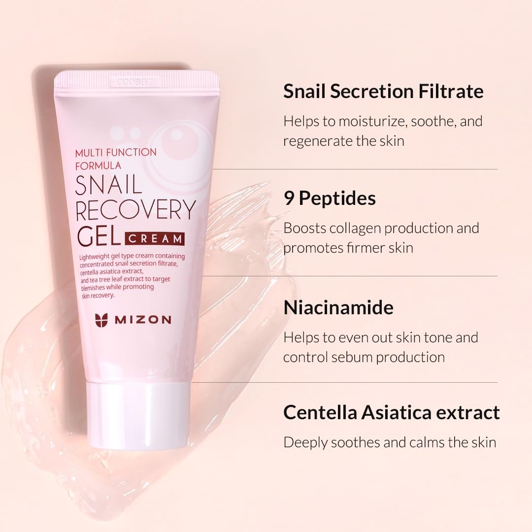 image:imageMIZON Snail Recovery Gel Cream Wrinkle Care Skin Elasticity Moisture FragranceFree ParabenFree 45ml 152 fl oz15 Fl Oz Pack of 2