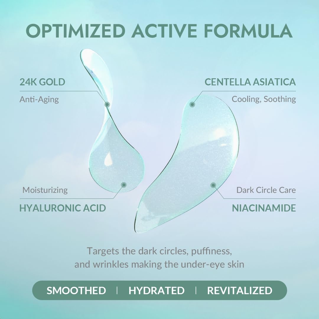 image:imageMIZON Under Eye Patches for Puffy Eyes amp Dark Circles 24K Gold amp Snail Mucin 60 Pcs AntiWrinkle Collagen amp Peptide Formula Moisturizing Korean Eye Mask for ElasticityCicaluronic