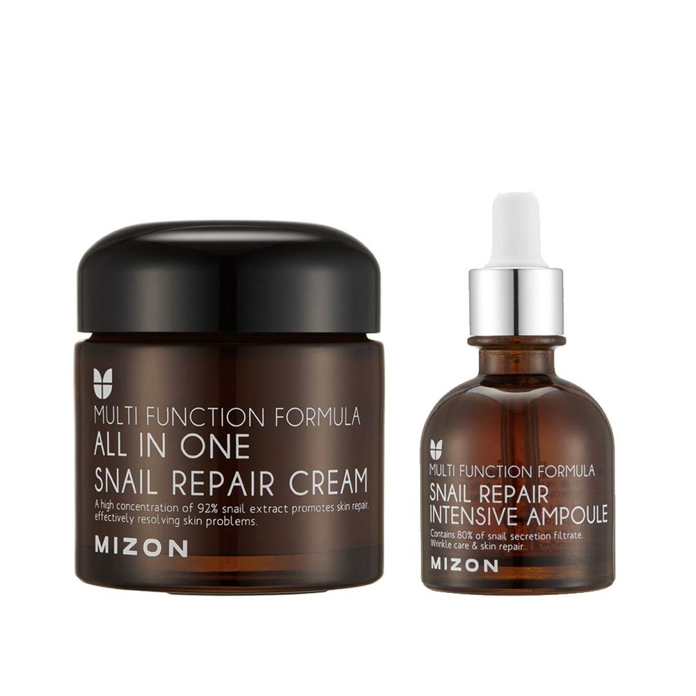 image:imageMIZON All in One Snail Repair Cream and Snail Repair Intensive Ampoule Korean Skincare Set