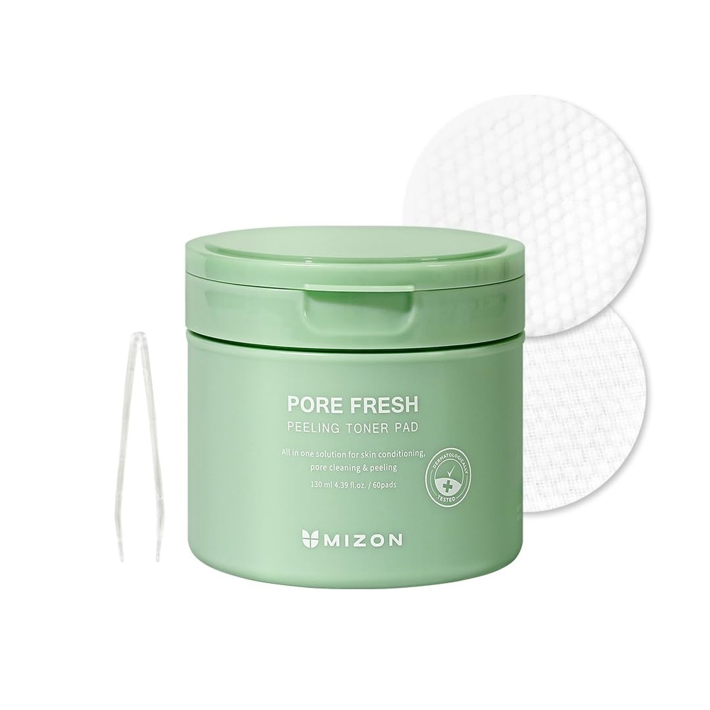 image:imageMIZON Pore Fresh Peeling Toner Pads with AHA BHA PHA Tea Tree amp Turmeric Extracts Gentle Exfoliation amp Deep Cleansing Cotton Soothing Exfoliating Pore Tightening for Face 60 PCS