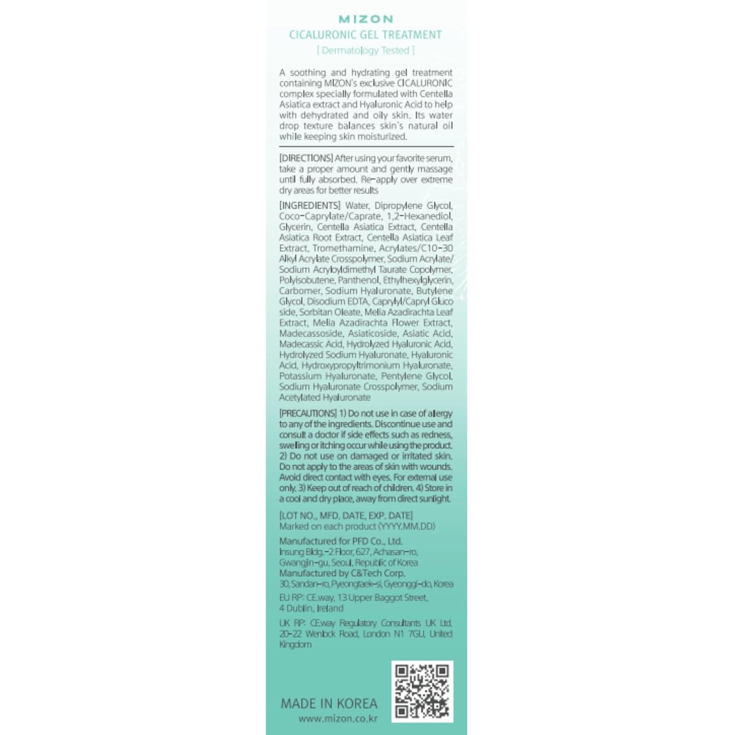 image:imageMIZON Cicaluronic GEL Treatment with Centella Asiatica Hyaluronic Acid Vitamin B5 86 Natural Ingredients Mositurizing Soothing Korean Skincare 50ml169fl oz