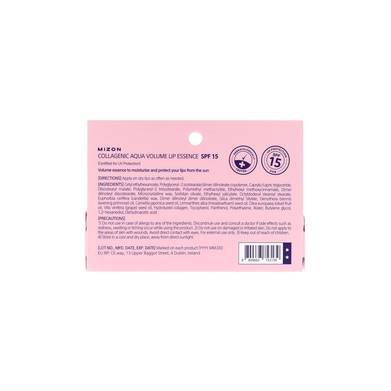 image:imageMIZON Collagenic Aqua Volume Lip Essence Treatment with Collagen Korean Lip Balm Moisturizing Soothing UV Protection No Fragrance035 Oz