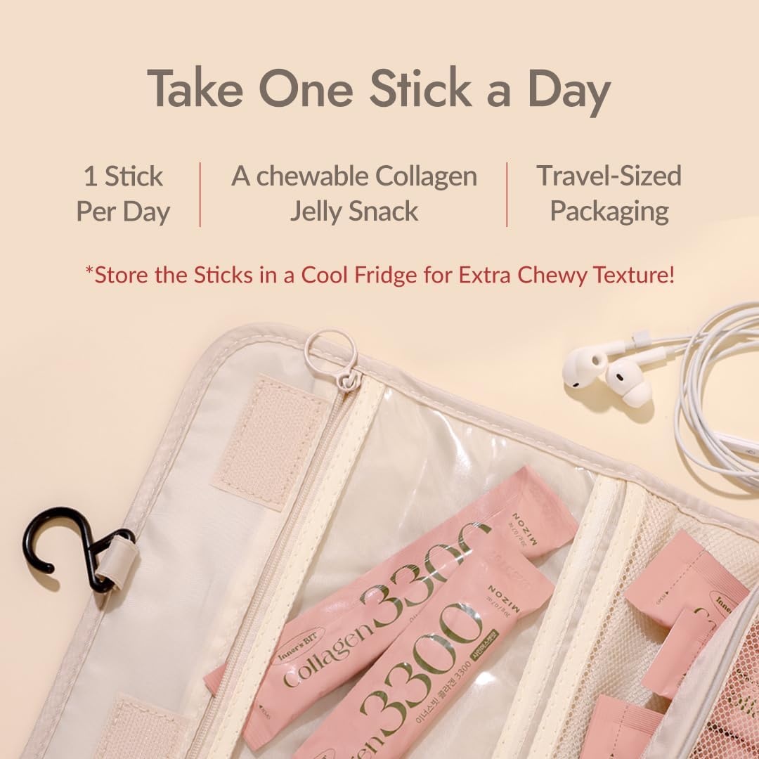 image:imageMIZON INNERSBIT Collagen Jelly 330014 Sticks Vegan Korean Jelly Stick Snack with Vitamin C Hyaluronic Acid Biotin amp Glutathion for Skin Halal Certified1 Pack