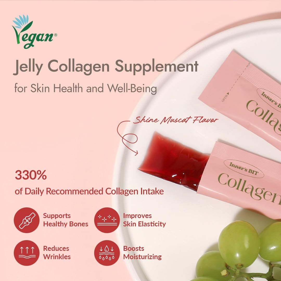 image:imageMIZON INNERSBIT Collagen Jelly 330014 Sticks Vegan Korean Jelly Stick Snack with Vitamin C Hyaluronic Acid Biotin amp Glutathion for Skin Halal Certified1 Pack
