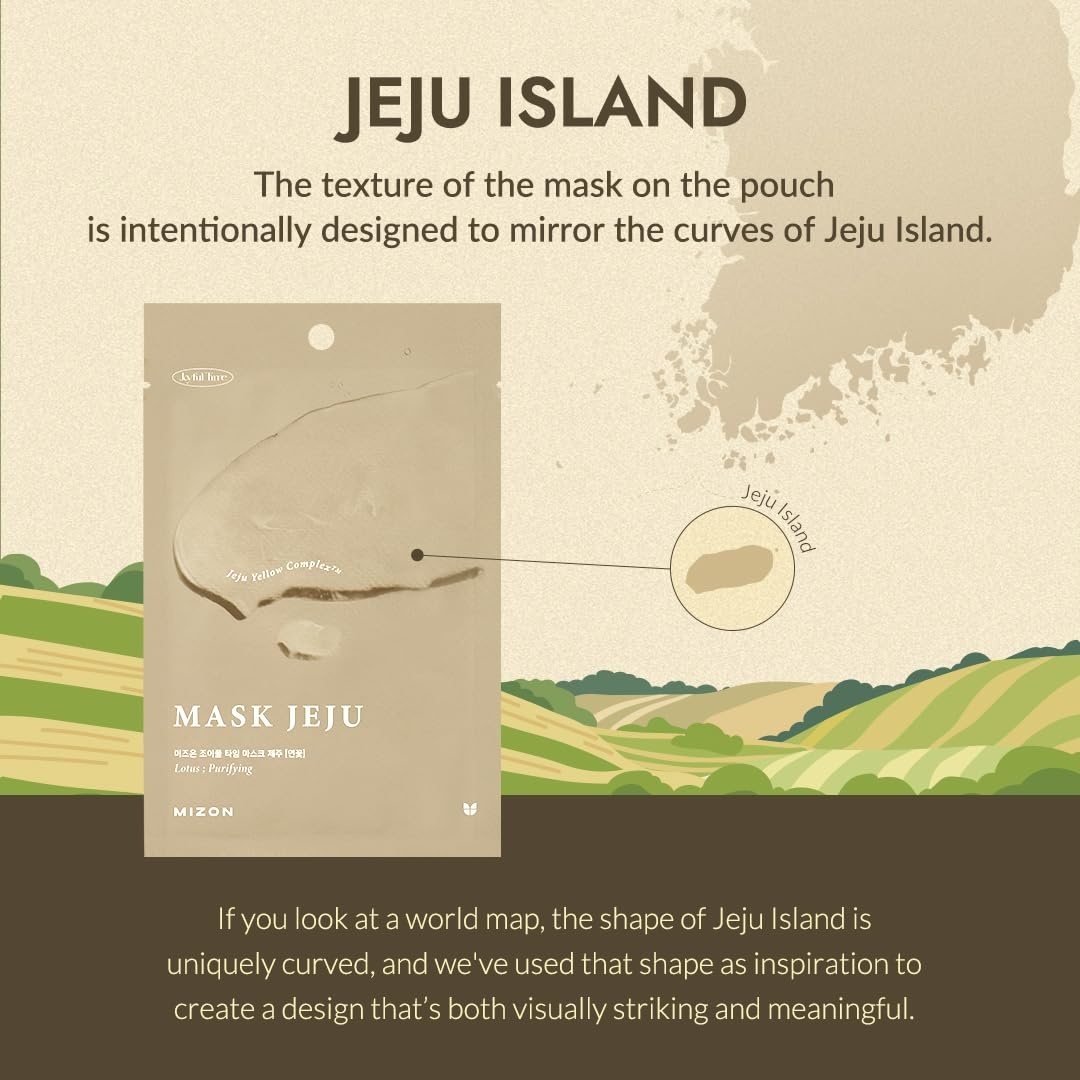 image:imageMIZON Joyful Time Jeju Face Mask Heartleaf Koren Full Face mask Nonsticky Boosts Hydration with Jeju Yellow Complex10 PCSLotus