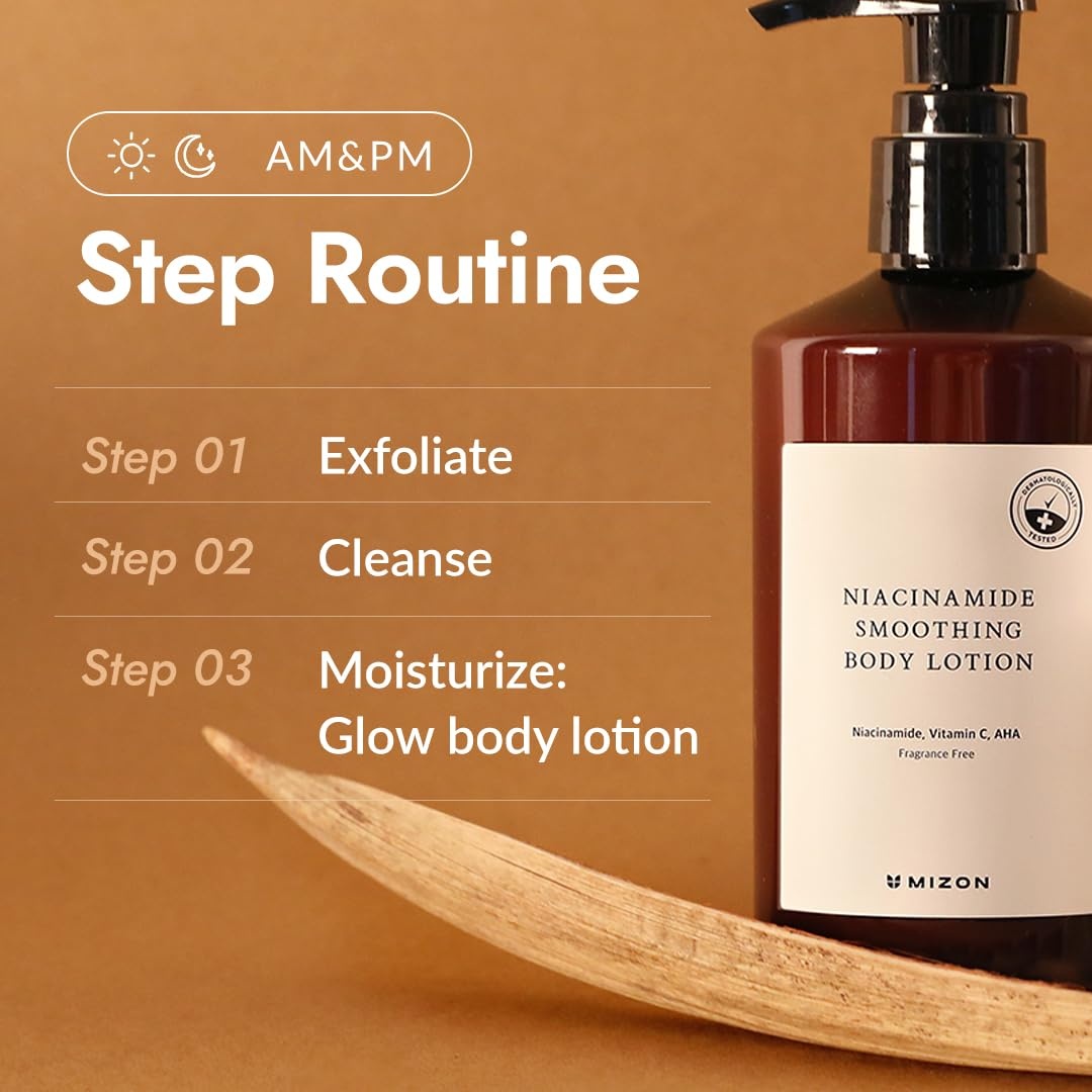 image:imageMIZON Niacinamide Smoothing Body Lotion AHA Vitamin C Hyaluronic Acid Smooth Korean Glowy skin Mild Exfoliation 300ml 1014 FL oz