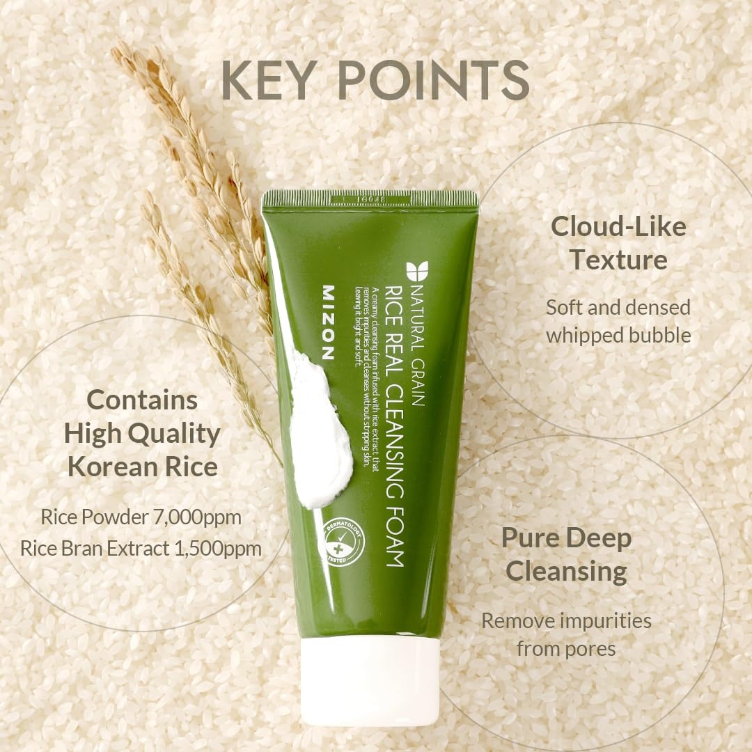 image:imageMIZON Rice Real Cleansing Foam Remove Dead Skin Hydrating Soothing Moisturizing Tone Correction Korean Skincare 150ml 507 fl oz507 Fl Oz Pack of 2