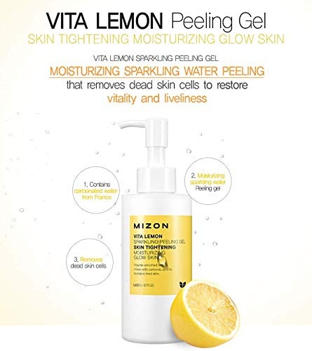 image:imageMIZON Vita Lemon Peeling Gel Lemon Peel Oil and Sparkling Water Skin Tightening Moisturizing Skin Vitality Removes Dead Skin Cells Exfoliating Gel 150g 53 Oz