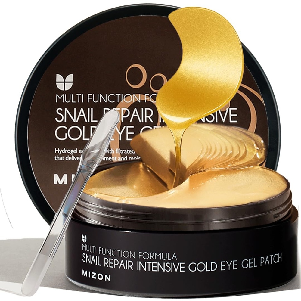 image:imageMIZON 24K Gold and Snail Mucin Hydrogel Under Eye Patches for Puffy Eyes Dark Circles Moisturizing Fine Lines Korean Skincare Pack of Pack of 2 120 PairsGold Snail