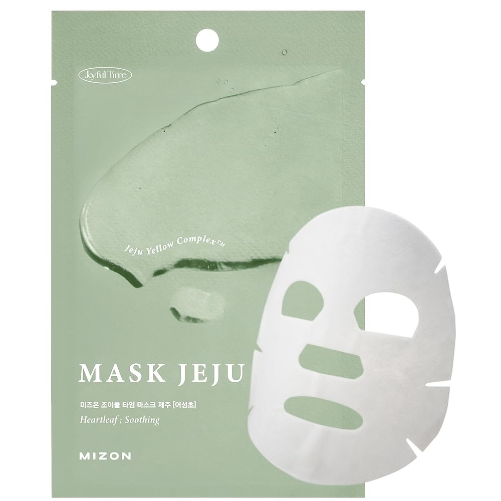 image:imageMIZON Joyful Time Jeju Face Mask Heartleaf Koren Full Face mask Nonsticky Boosts Hydration with Jeju Yellow Complex10 PCSHeartleaf